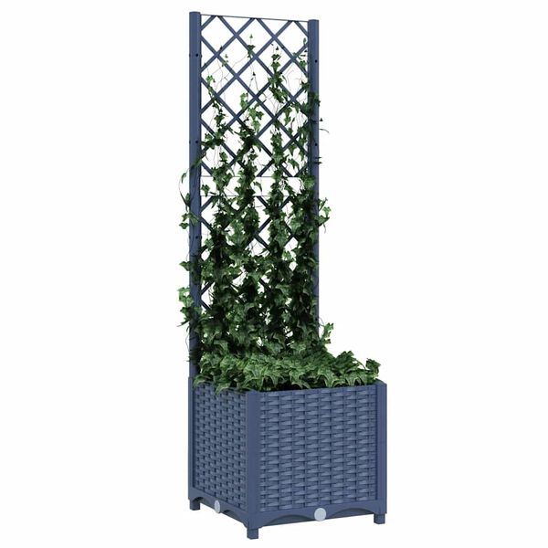 vidaXL Garden Planter with Trellis Blue Grey 40x40x136 cm PP