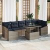 vidaXL Garden Sofa Set 8 pcs Grey and Navy Blue Poly Rattan
