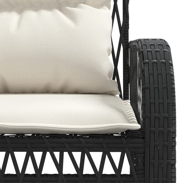 vidaXL 4 Piece Garden Sofa Set with Cushions Black Poly Rattan