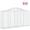 vidaXL Arched Gabion Baskets 15 pcs 200x30x100/120 cm Galvanised Iron