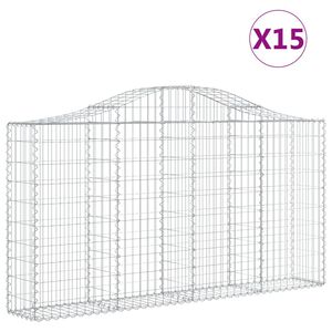 vidaXL Arched Gabion Baskets 15 pcs 200x30x100/120 cm Galvanised Iron