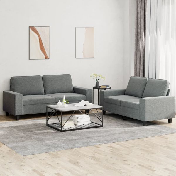 vidaXL 2 Piece Sofa Set Dark Grey Fabric