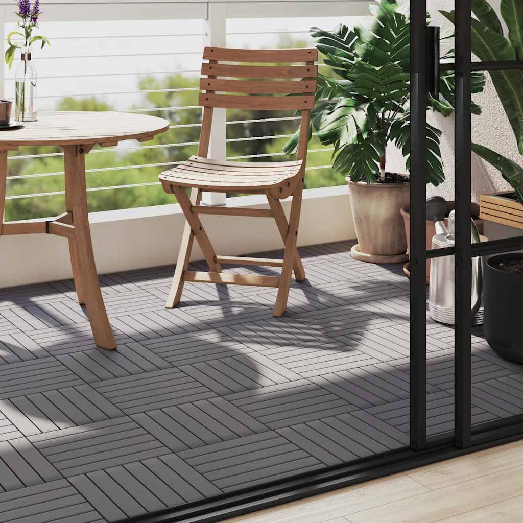 vidaXL Decking Tiles 10 pcs Grey Wash 30x30 cm Solid Acacia Wood