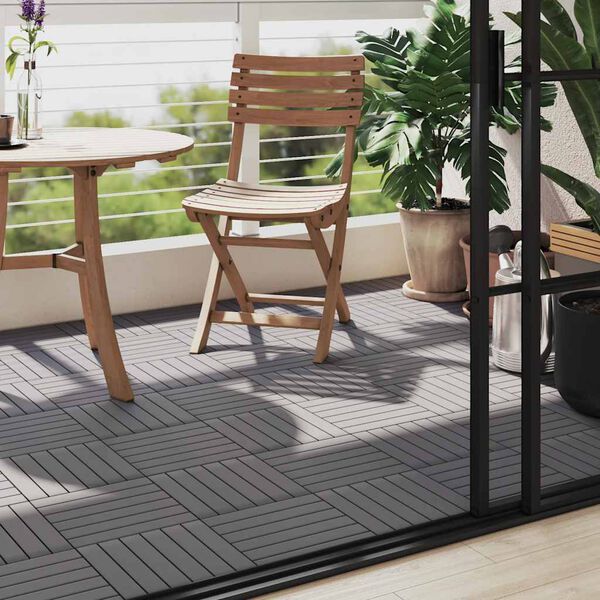 vidaXL Decking Tiles 10 pcs Grey Wash 30x30 cm Solid Acacia Wood