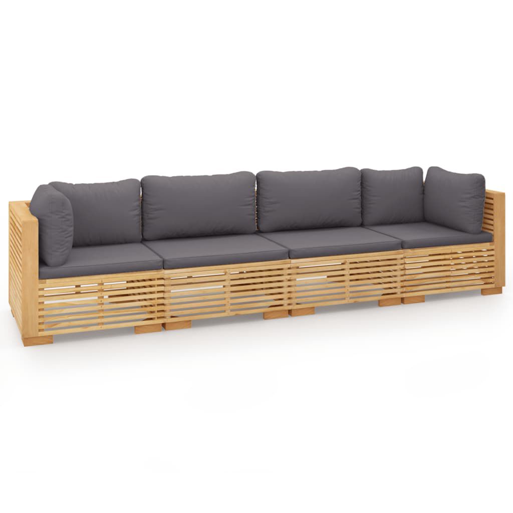 vidaXL 4 Piece Garden Lounge Set with Cushions Solid Wood Teak
