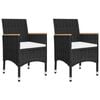 vidaXL 3 Piece Bistro Set Poly Rattan and Tempered Glass Black