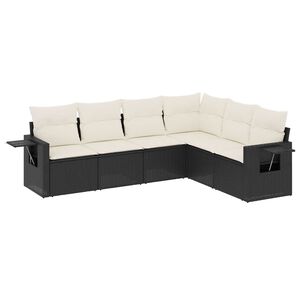 vidaXL 6 Piece Garden Sofa Set with Cushions Black Poly Rattan