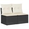 vidaXL 2 Piece Garden Sofa Set with Cushions Black Poly Rattan Acacia