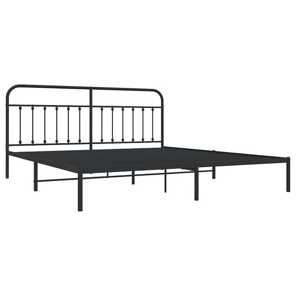 vidaXL Metal Bed Frame without Mattress with Headboard Black 193x203cm