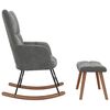 vidaXL Rocking Chair with a Stool Dark Grey Velvet