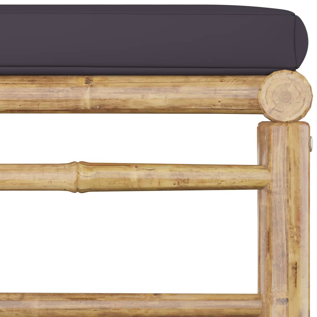vidaXL 5 Piece Garden Lounge Set with Dark Grey Cushions Bamboo