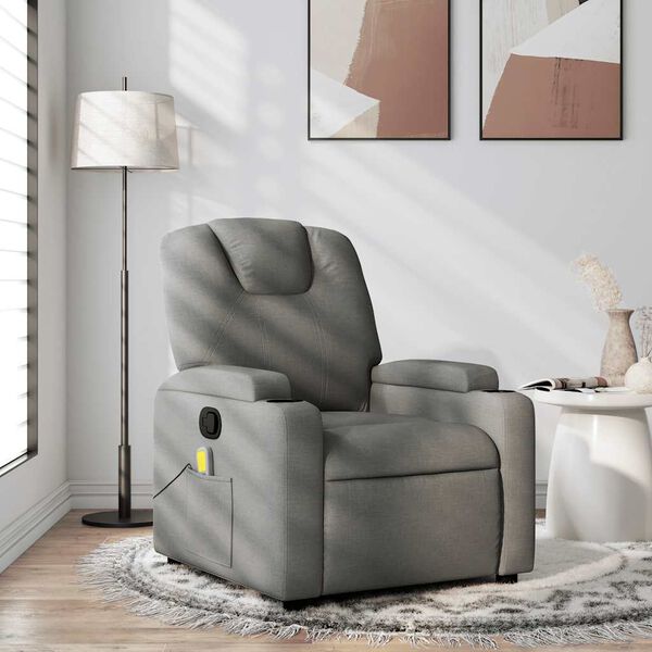 vidaXL Massage Recliner Chair Dark Grey Fabric