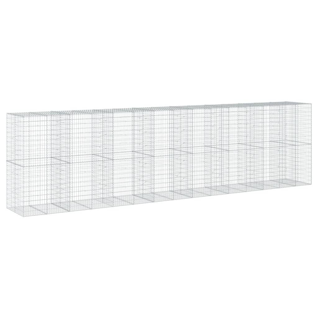 vidaXL Gabion Basket with Cover 750x100x200 cm Galvanised Iron
