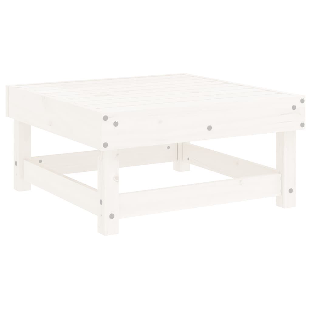 vidaXL Garden Footstool with Cushion White Solid Wood Pine
