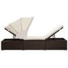 vidaXL Sun Lounger with Canopy and Cushion Poly Rattan Brown