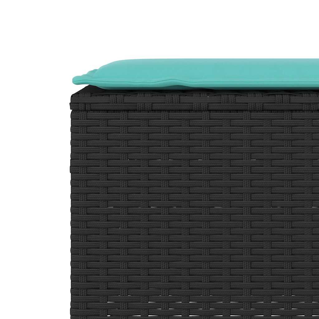 vidaXL Garden Bench with Cushion Black 110x30x40.5 cm Poly Rattan