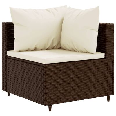 vidaXL 6 Piece Garden Lounge Set with Cushions Brown Poly Rattan