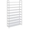 vidaXL Shoe Rack with 10 Shelves Metal and Non-woven Fabric Silver