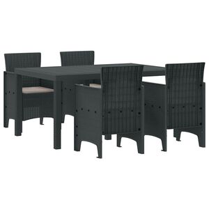 vidaXL Garden Dining Set 5 pcs Anthracite Polt rattan