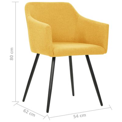 vidaXL Dining Chairs 2 pcs Yellow Fabric