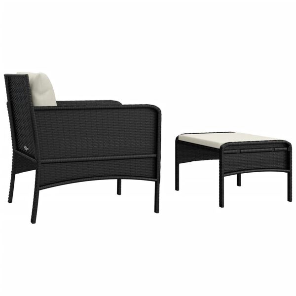 vidaXL 2 Piece Garden Lounge Set with Cushions Black Poly Rattan
