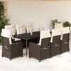 vidaXL 9 Piece Garden Dining Set with Cushions Brown Poly Rattan