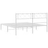 vidaXL Metal Bed Frame without Mattress with Headboard White 135x190cm