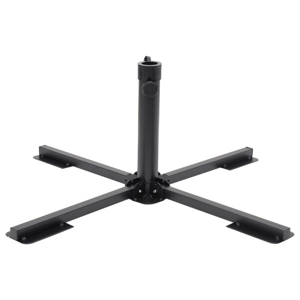 vidaXL Parasol Base Foldable for Ø38/48 mm Pole Glossy Black Steel