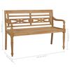 vidaXL Batavia Bench with Green Cushion 120 cm Solid Teak Wood