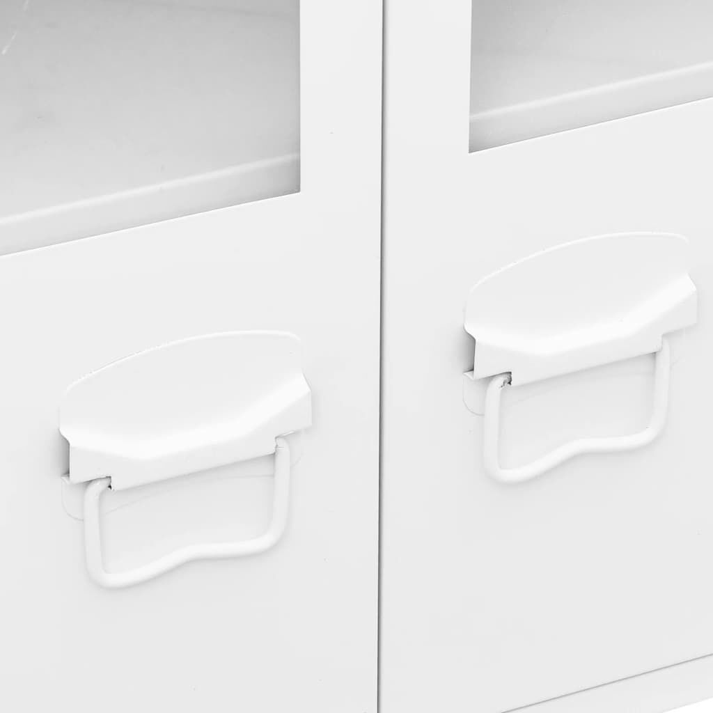 vidaXL Industrial Sideboard White 105x35x62 cm Metal and Glass