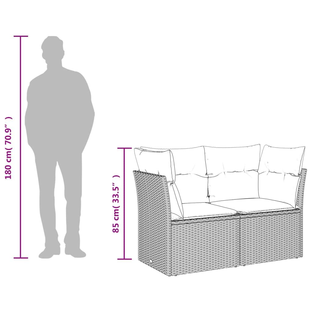 vidaXL Garden Sofa with Cushions 2-Seater Beige Poly Rattan