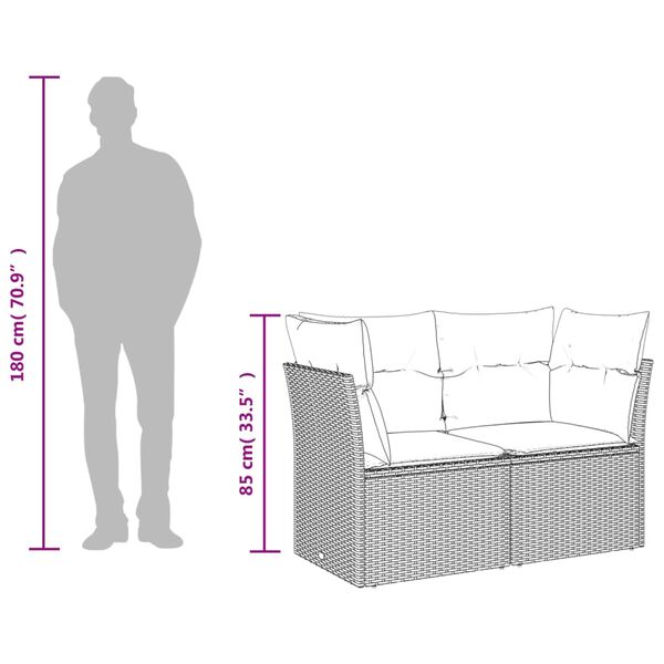 vidaXL Garden Sofa with Cushions 2-Seater Beige Poly Rattan