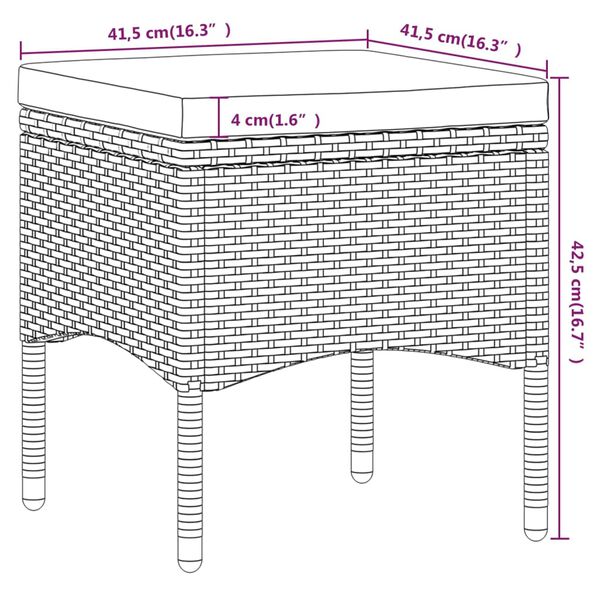 vidaXL 5 Piece Garden Bistro Set Poly Rattan and Tempered Glass Grey