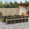 vidaXL 13 Piece Garden Dining Set with Cushions Grey Poly Rattan