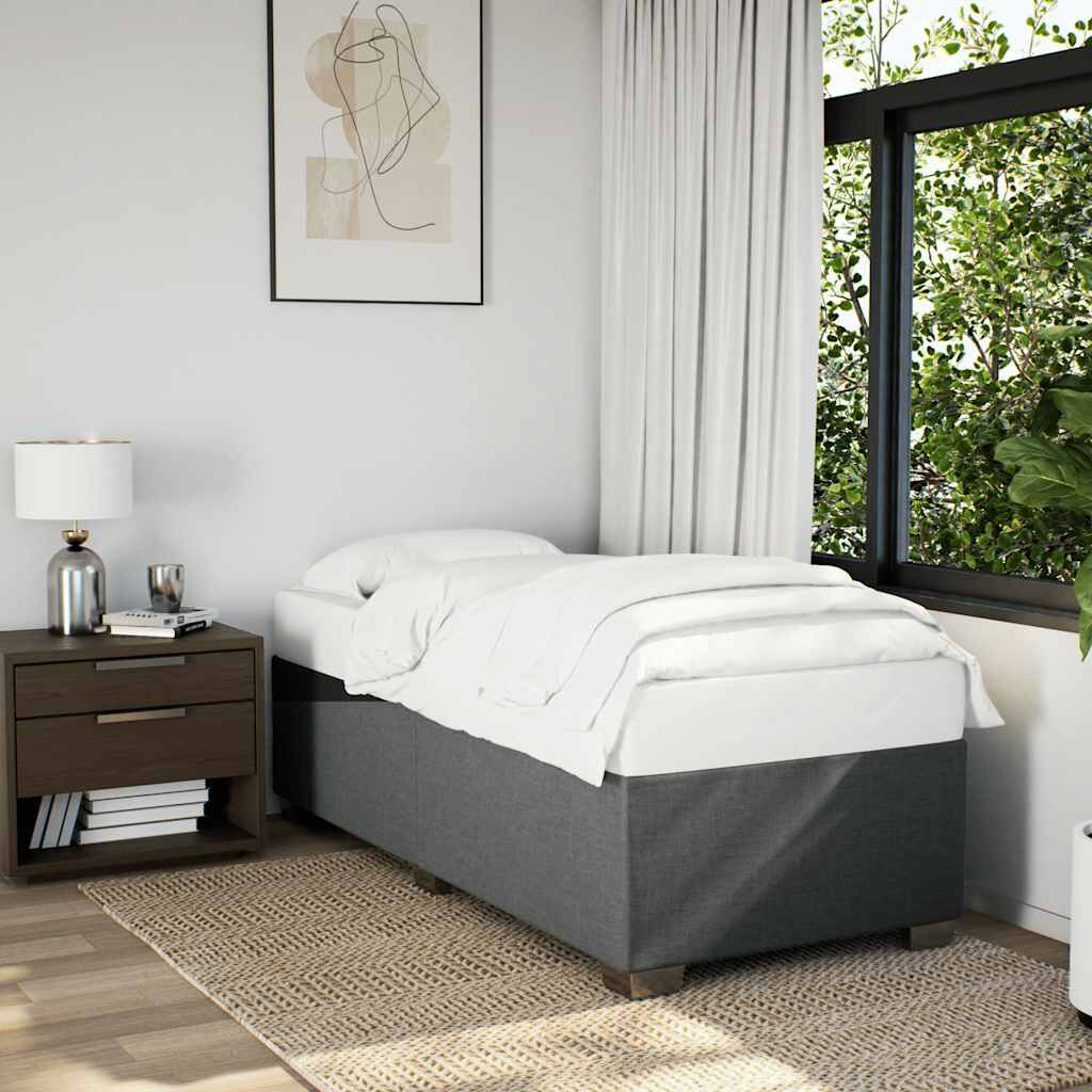 vidaXL Bed Frame without Mattress Dark Grey Twin Fabric