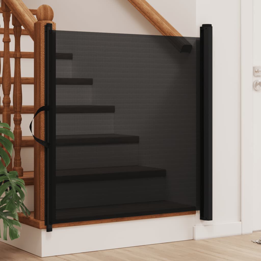 vidaXL Retractable Pet Gate Black 102.5x125 cm vidaXL