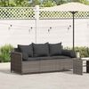 vidaXL Garden Sofa with Cushions 3-Seater Grey Poly Rattan