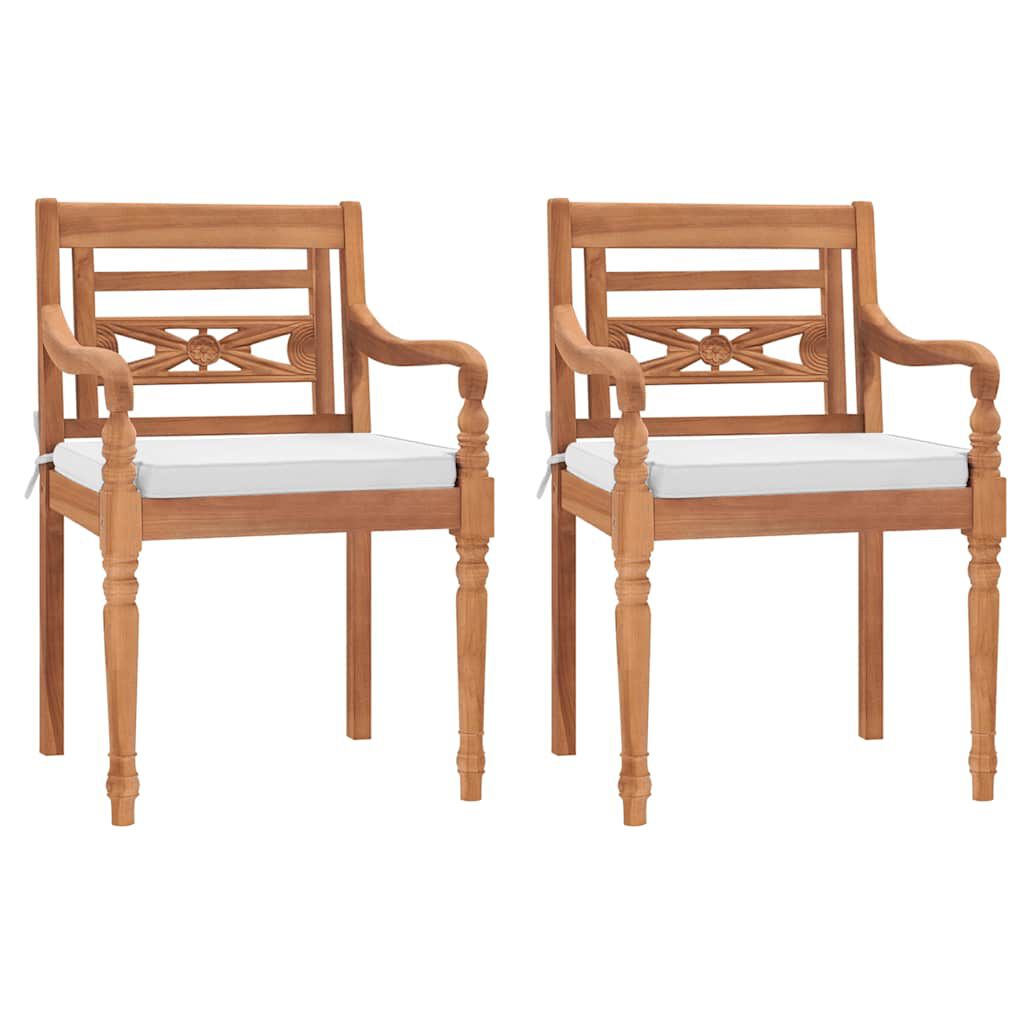 vidaXL Batavia Chairs 2 pcs with Cushions Solid Teak Wood