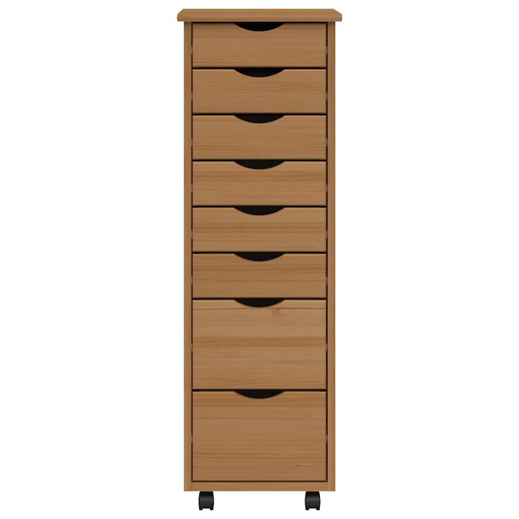 vidaXL Rolling Cabinet with Drawers MOSS Honey Brown Solid Wood Pine