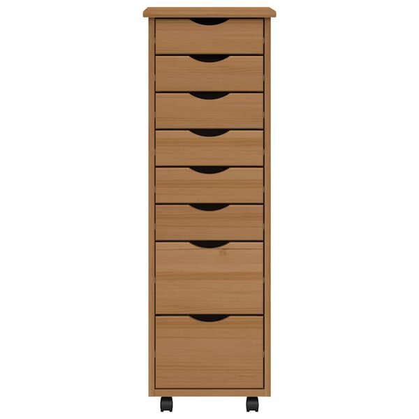 vidaXL Rolling Cabinet with Drawers MOSS Honey Brown Solid Wood Pine