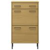 vidaXL Shoe Rack with Metal Legs Brown Solid Wood Pine OSLO