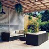 vidaXL 7 Piece Garden Lounge Set with Cushions Poly Rattan Black