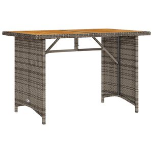 vidaXL Garden Table with Wooden Top Grey 110x68x70 cm Poly Rattan