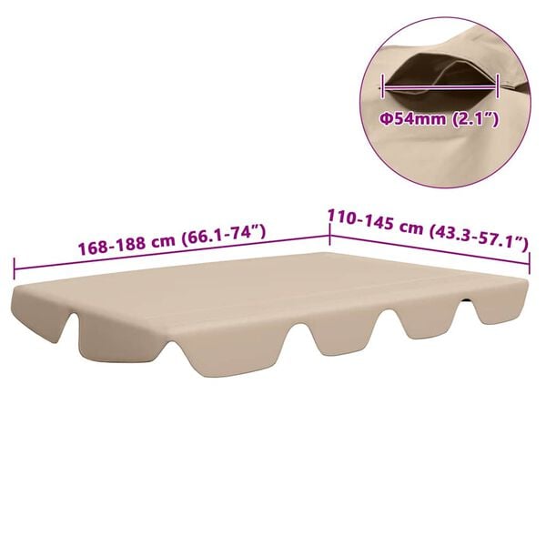 vidaXL Replacement Canopy for Garden Swing Beige 188/168x145/110 cm
