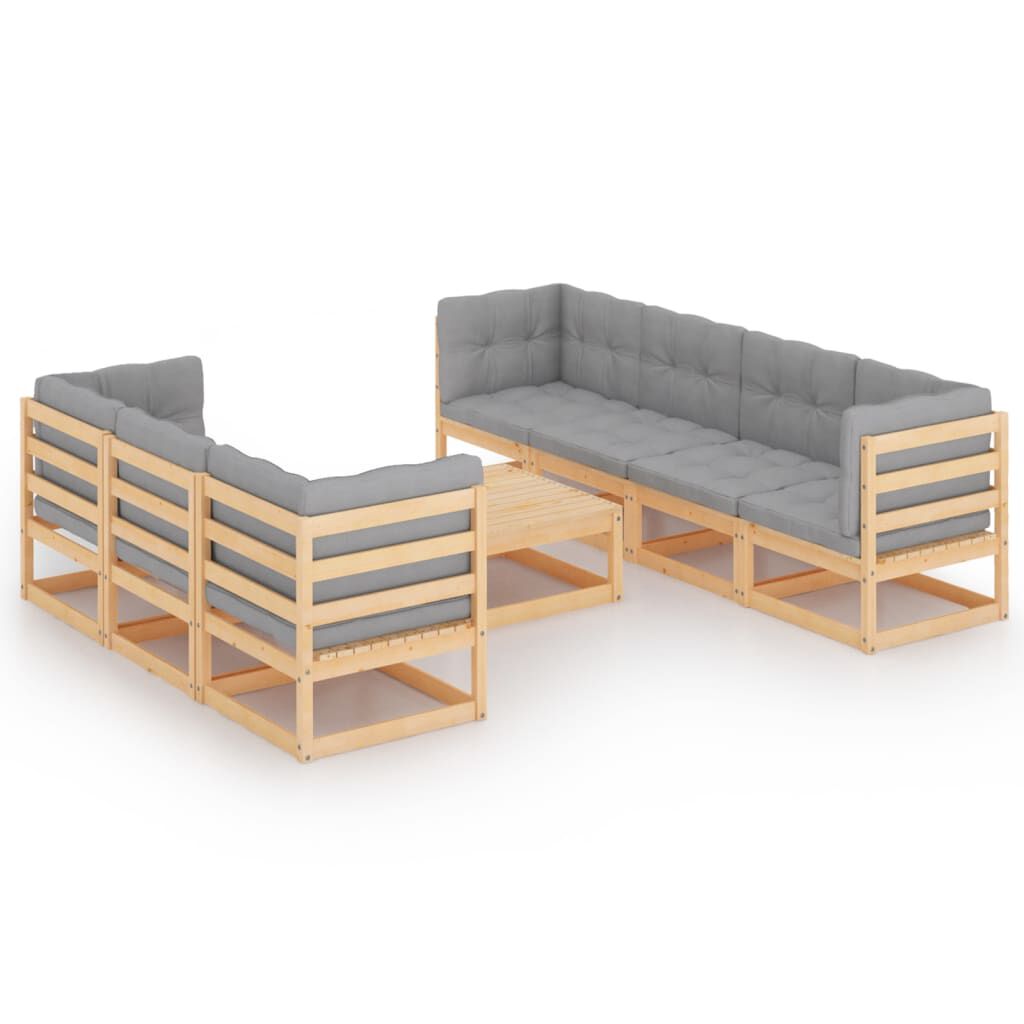 vidaXL 8 Piece Garden Lounge Set with Cushions Solid Pinewood