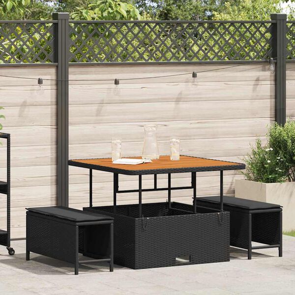 vidaXL Garden Dining Set Black Poly Rattan
