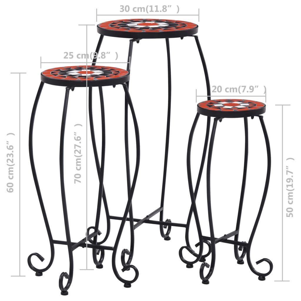vidaXL Mosaic Tables 3 pcs Terracotta and White Ceramic