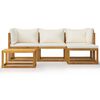 vidaXL 5 Piece Garden Lounge Set with Cushion Cream Solid Acacia Wood