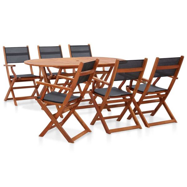 vidaXL 7 Piece Outdoor Dining Set Solid Eucalyptus Wood and Textilene