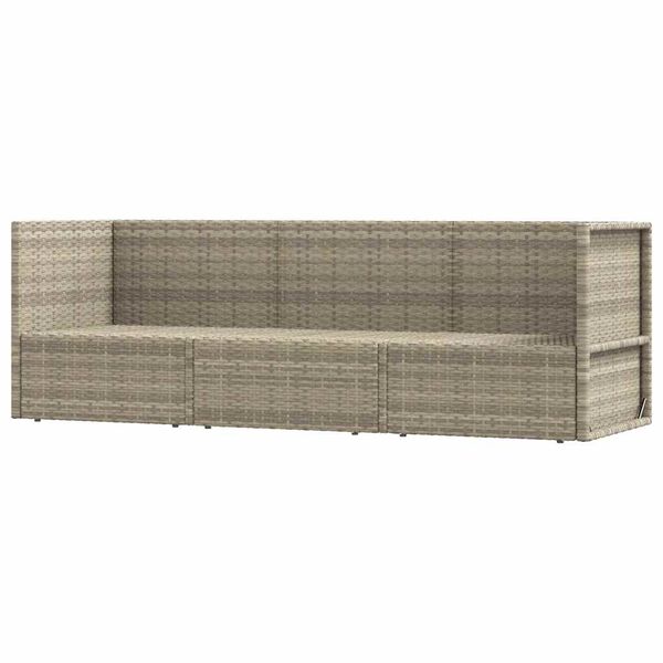 vidaXL 3 Piece Garden Lounge Set with Cushions Grey Poly Rattan